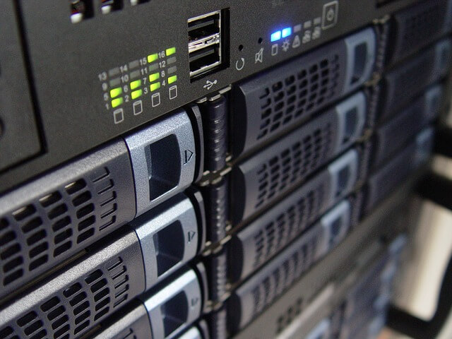 Close up shot of computer mainframe racks